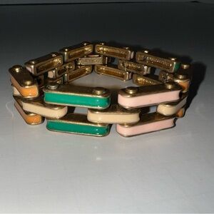 J.Crew multicolored linked gold brush bracelet